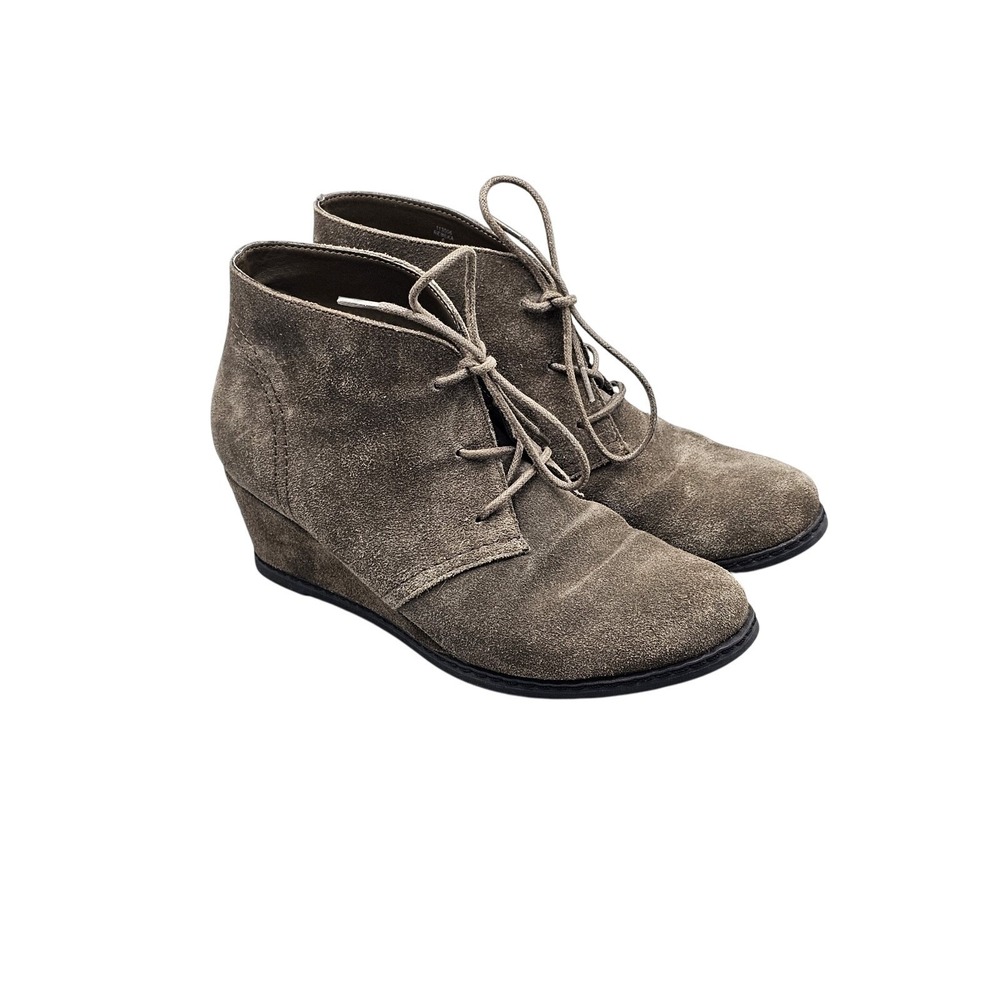 Michael Shannon Rebeka Gray Brown Suede Wedge Ankle Booties Womens 6 113006